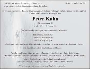 Traueranzeige von Peter Kuhn von Stuttgarter Zeitung / Stuttgarter Nachrichten