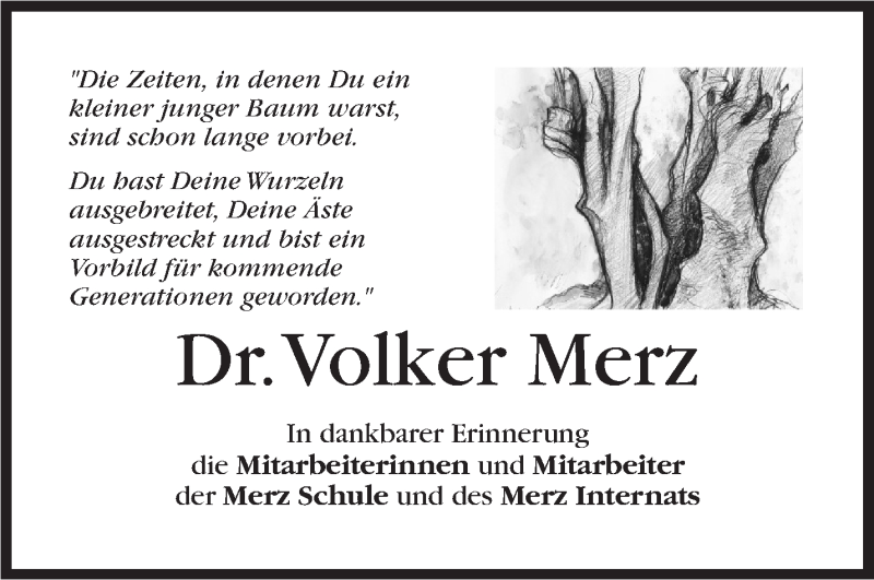  Traueranzeige für Volker Merz vom 27.02.2021 aus Stuttgarter Zeitung / Stuttgarter Nachrichten