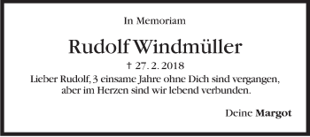 Traueranzeige von Rudolf Windmüller von Stuttgarter Zeitung / Stuttgarter Nachrichten