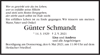 Traueranzeige von Günter Schmandt von Stuttgarter Zeitung / Stuttgarter Nachrichten