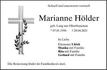 Traueranzeige von Marianne Hölder von Stuttgarter Zeitung / Stuttgarter Nachrichten