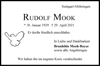 Traueranzeige von Rudolf Mook von Stuttgarter Zeitung / Stuttgarter Nachrichten