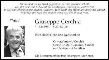 Traueranzeige von Giuseppe Cerchia von Stuttgarter Zeitung / Stuttgarter Nachrichten