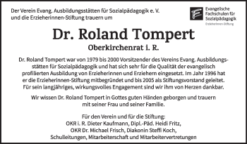 Traueranzeige von Roland Tompert von Stuttgarter Zeitung / Stuttgarter Nachrichten