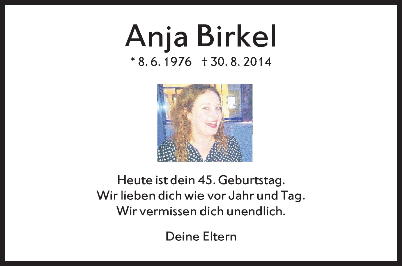  Traueranzeige für Anja Birkel vom 08.06.2021 aus Stuttgarter Zeitung / Stuttgarter Nachrichten