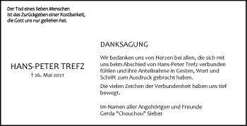Traueranzeige von Hans-Peter Trefz von Stuttgarter Zeitung / Stuttgarter Nachrichten