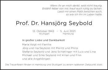 Traueranzeige von Hansjörg Seybold von Stuttgarter Zeitung / Stuttgarter Nachrichten