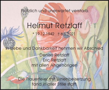 Traueranzeige von Helmut Retzlaff von Stuttgarter Zeitung / Stuttgarter Nachrichten