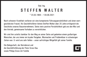 Traueranzeige von Steffen Walter von Stuttgarter Zeitung / Stuttgarter Nachrichten