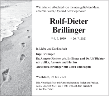 Traueranzeige von Rolf-Dieter Brillinger von Stuttgarter Zeitung / Stuttgarter Nachrichten