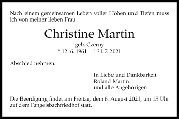 Traueranzeige von Christine Martin von Stuttgarter Zeitung / Stuttgarter Nachrichten
