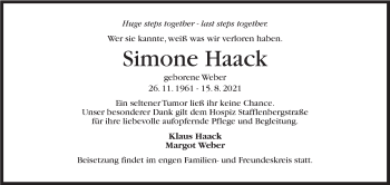 Traueranzeige von Simone Haack von Stuttgarter Zeitung / Stuttgarter Nachrichten