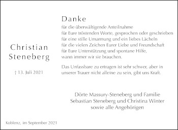 Traueranzeige von Christian Steneberg von Stuttgarter Zeitung / Stuttgarter Nachrichten