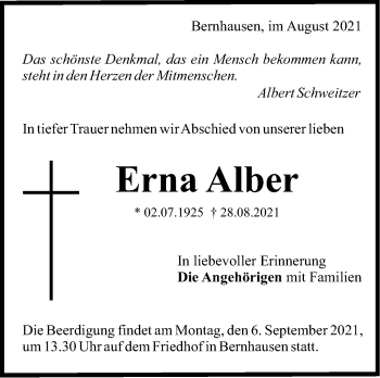 Traueranzeige von Erna Alber von Stuttgarter Zeitung / Stuttgarter Nachrichten