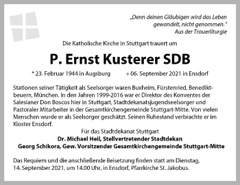 Traueranzeige von Ernst Kusterer von Stuttgarter Zeitung / Stuttgarter Nachrichten