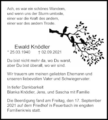 Traueranzeige von Ewald Knödler von Stuttgarter Zeitung / Stuttgarter Nachrichten