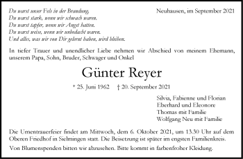 Traueranzeige von Günter Reyer von Stuttgarter Zeitung / Stuttgarter Nachrichten
