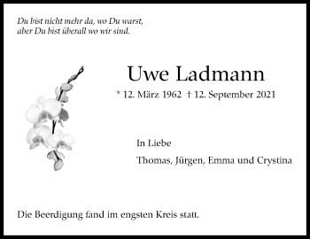 Traueranzeige von Uwe Landmann von Stuttgarter Zeitung / Stuttgarter Nachrichten