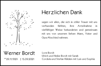 Traueranzeige von Werner Bordt von Stuttgarter Zeitung / Stuttgarter Nachrichten