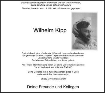 Traueranzeige von Wilhelm Kipp von Stuttgarter Zeitung / Stuttgarter Nachrichten