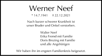 Traueranzeige von Werner Neef von Stuttgarter Zeitung / Stuttgarter Nachrichten