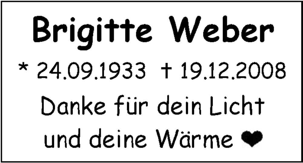  Traueranzeige für Brigitte  Weber vom 19.12.2022 aus Stuttgarter Zeitung / Stuttgarter Nachrichten