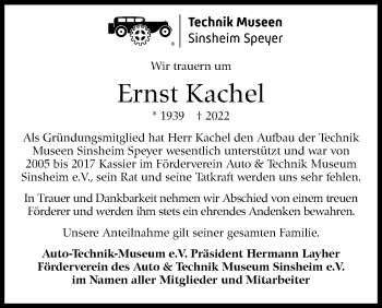 Traueranzeige von Ernst Kachel von Stuttgarter Zeitung / Stuttgarter Nachrichten