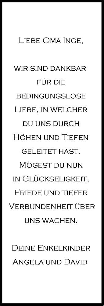 Traueranzeige von Ingeborg Strassburger von Stuttgarter Zeitung / Stuttgarter Nachrichten