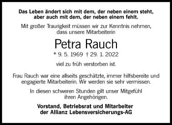 Traueranzeige von Petra Rauch von Stuttgarter Zeitung / Stuttgarter Nachrichten