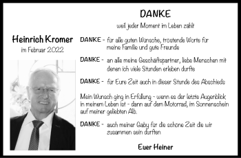 Traueranzeige von Heinrich Kromer von Stuttgarter Zeitung / Stuttgarter Nachrichten