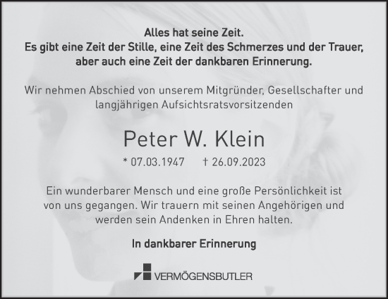 Traueranzeige von Peter Klein von Stuttgarter Zeitung / Stuttgarter Nachrichten