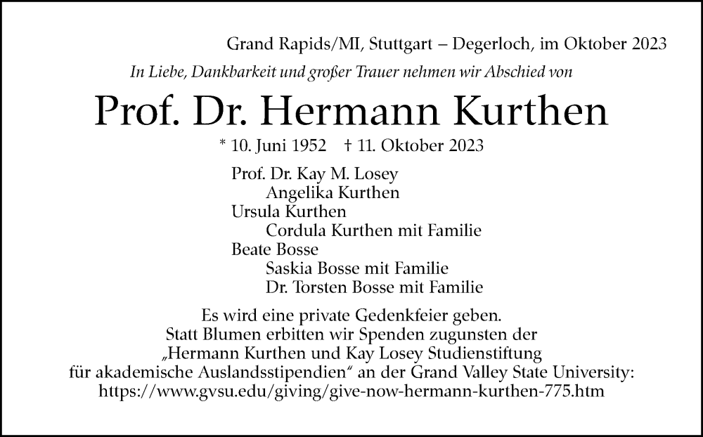  Traueranzeige für Angelika Kurthen vom 11.11.2023 aus Stuttgarter Zeitung / Stuttgarter Nachrichten