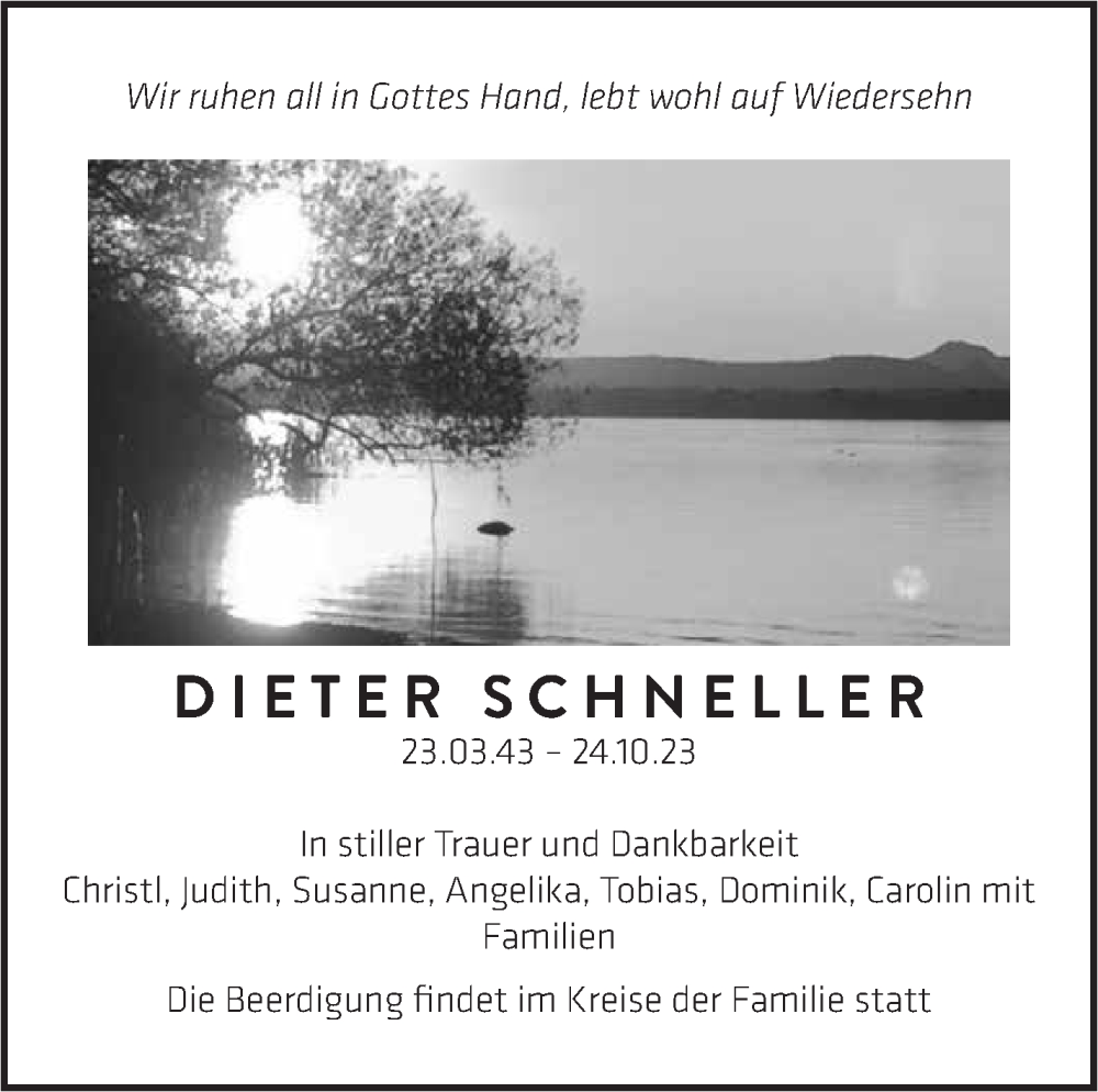  Traueranzeige für Dieter Schneller vom 06.11.2023 aus Stuttgarter Zeitung / Stuttgarter Nachrichten