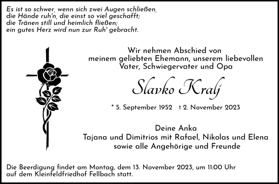 Traueranzeige von Slavko Kralj von Stuttgarter Zeitung / Stuttgarter Nachrichten