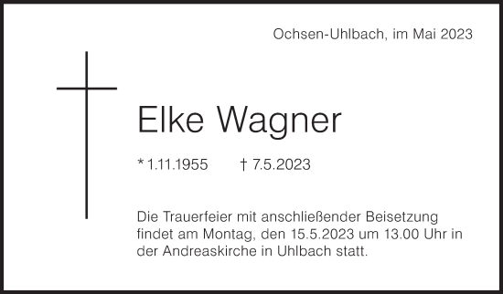 Traueranzeige von Elke Wagner von Stuttgarter Zeitung / Stuttgarter Nachrichten