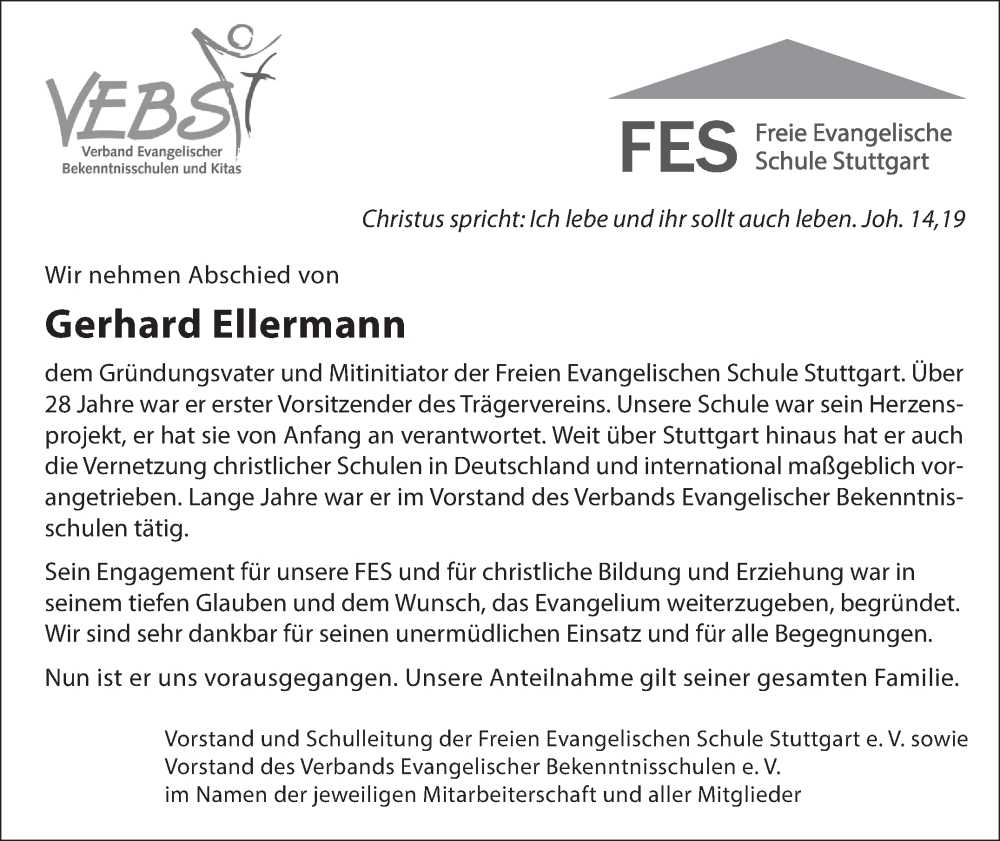  Traueranzeige für Gerhard Ellermann vom 16.06.2023 aus Stuttgarter Zeitung / Stuttgarter Nachrichten