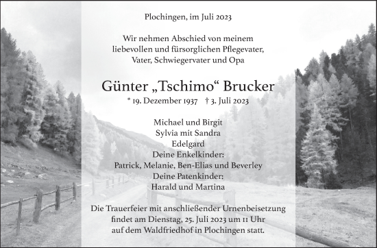 Traueranzeige von Günter Brucker von Stuttgarter Zeitung / Stuttgarter Nachrichten