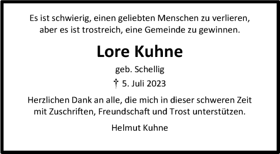 Traueranzeige von Lore Kuhne von Stuttgarter Zeitung / Stuttgarter Nachrichten