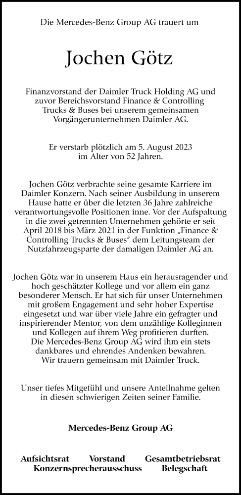 Traueranzeige von Jochen Götz von Stuttgarter Zeitung / Stuttgarter Nachrichten