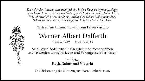 Traueranzeige von Werner Albert Dalferth von Stuttgarter Zeitung / Stuttgarter Nachrichten
