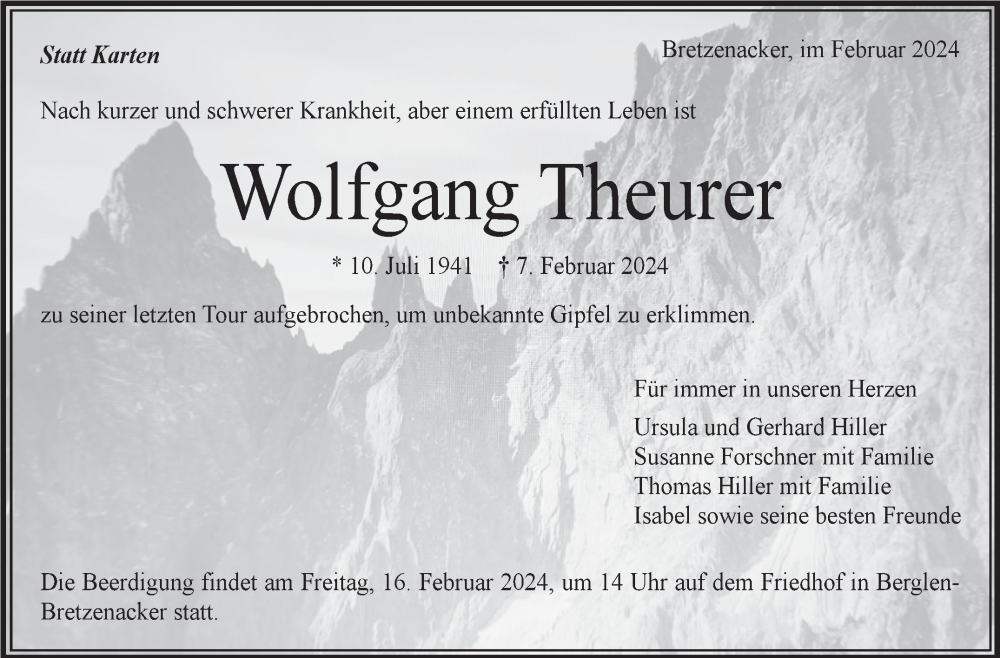  Traueranzeige für Wolfgang Theurer vom 13.02.2024 aus Stuttgarter Zeitung / Stuttgarter Nachrichten