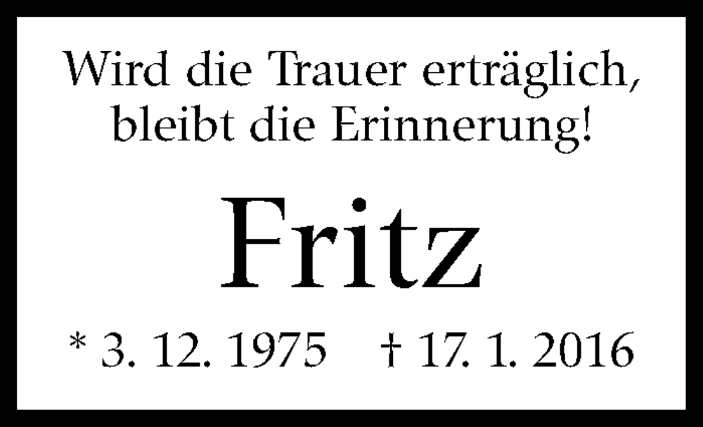  Traueranzeige für Fritz Haag vom 17.01.2025 aus Stuttgarter Zeitung / Stuttgarter Nachrichten