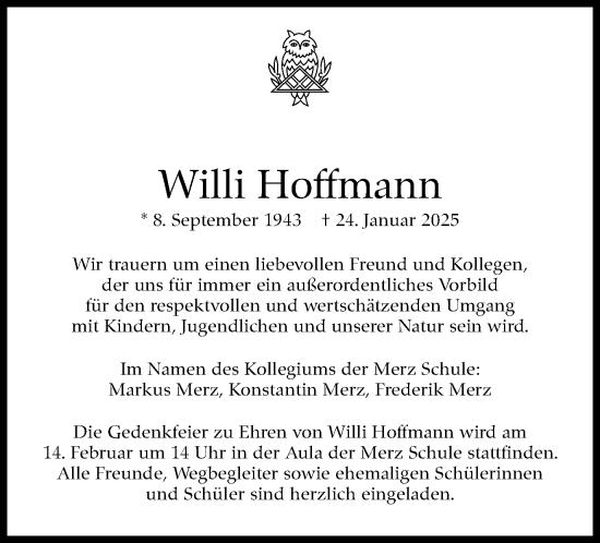 Traueranzeige von Willi Hoffmann von Stuttgarter Zeitung / Stuttgarter Nachrichten