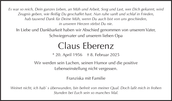 Traueranzeige von Claus Eberenz von Stuttgarter Zeitung / Stuttgarter Nachrichten