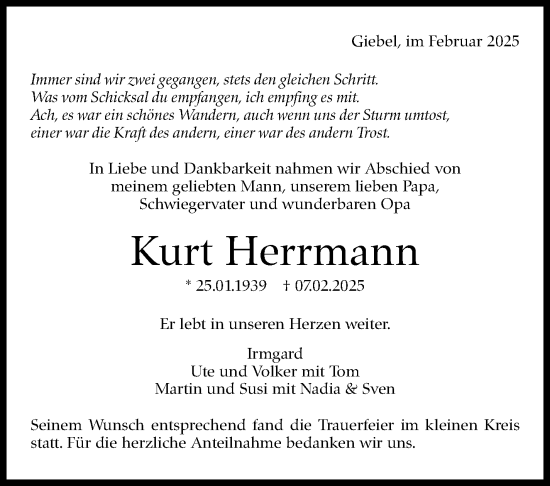 Traueranzeige von Kurt Herrmann von Stuttgarter Zeitung / Stuttgarter Nachrichten