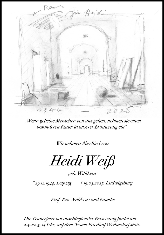 Traueranzeige von Heidi Weiß von Stuttgarter Zeitung / Stuttgarter Nachrichten