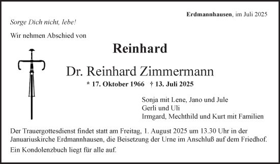 Traueranzeige von Reinhard Zimmermann von Stuttgarter Zeitung / Stuttgarter Nachrichten