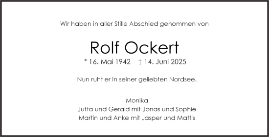 Traueranzeige von Rolf Ockert von Stuttgarter Zeitung / Stuttgarter Nachrichten