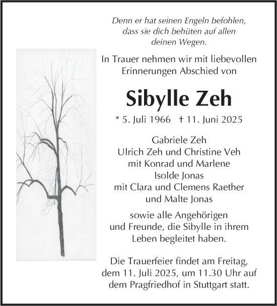 Traueranzeige von Sibylle Zeh von Stuttgarter Zeitung / Stuttgarter Nachrichten