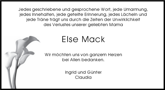 Traueranzeige von Else Mack von Stuttgarter Zeitung / Stuttgarter Nachrichten